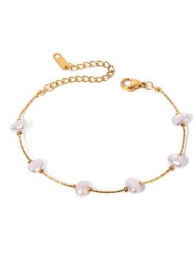 18K Gold Plated Faux Pearl Bracelet